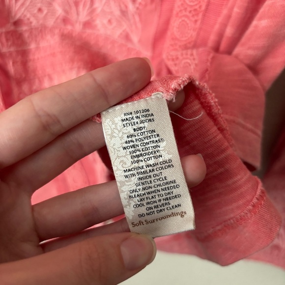 Soft Surroundings Boho Crochet Embroidered Alta Mara Long Sleeve Shirt - Picture 9 of 13